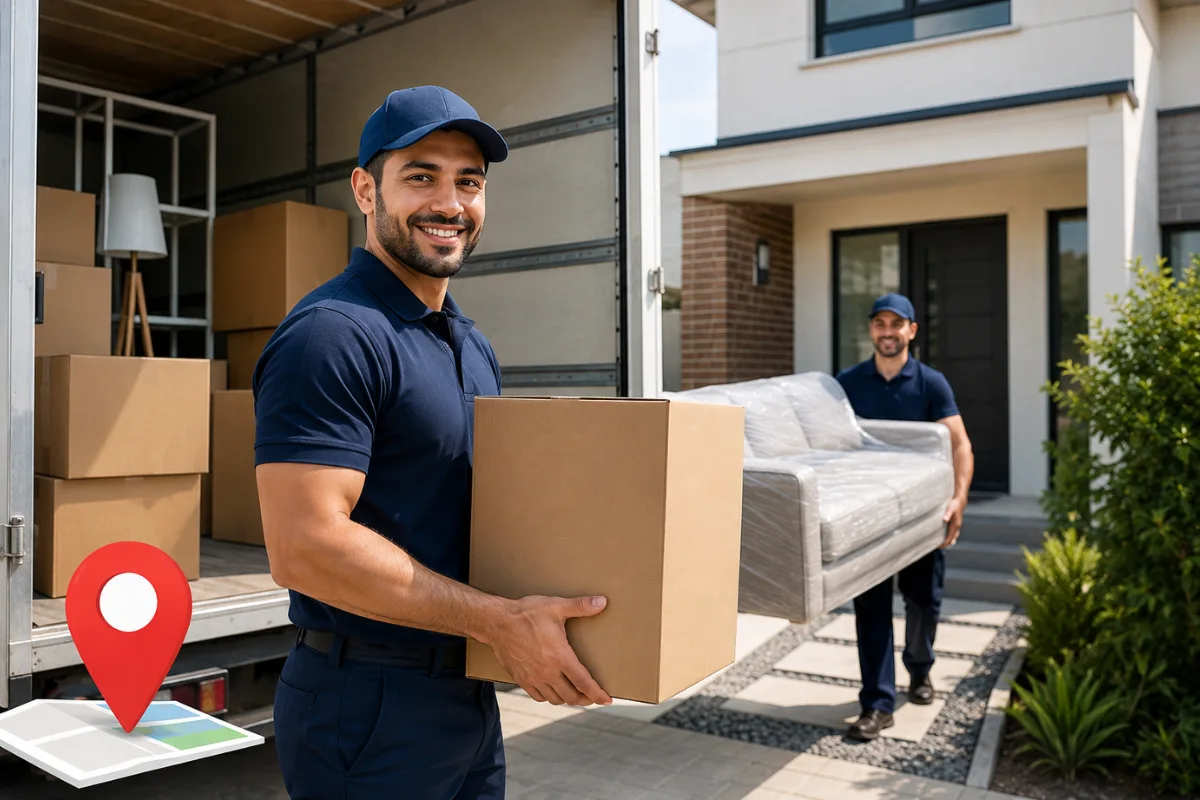 Local moving service team near residential area