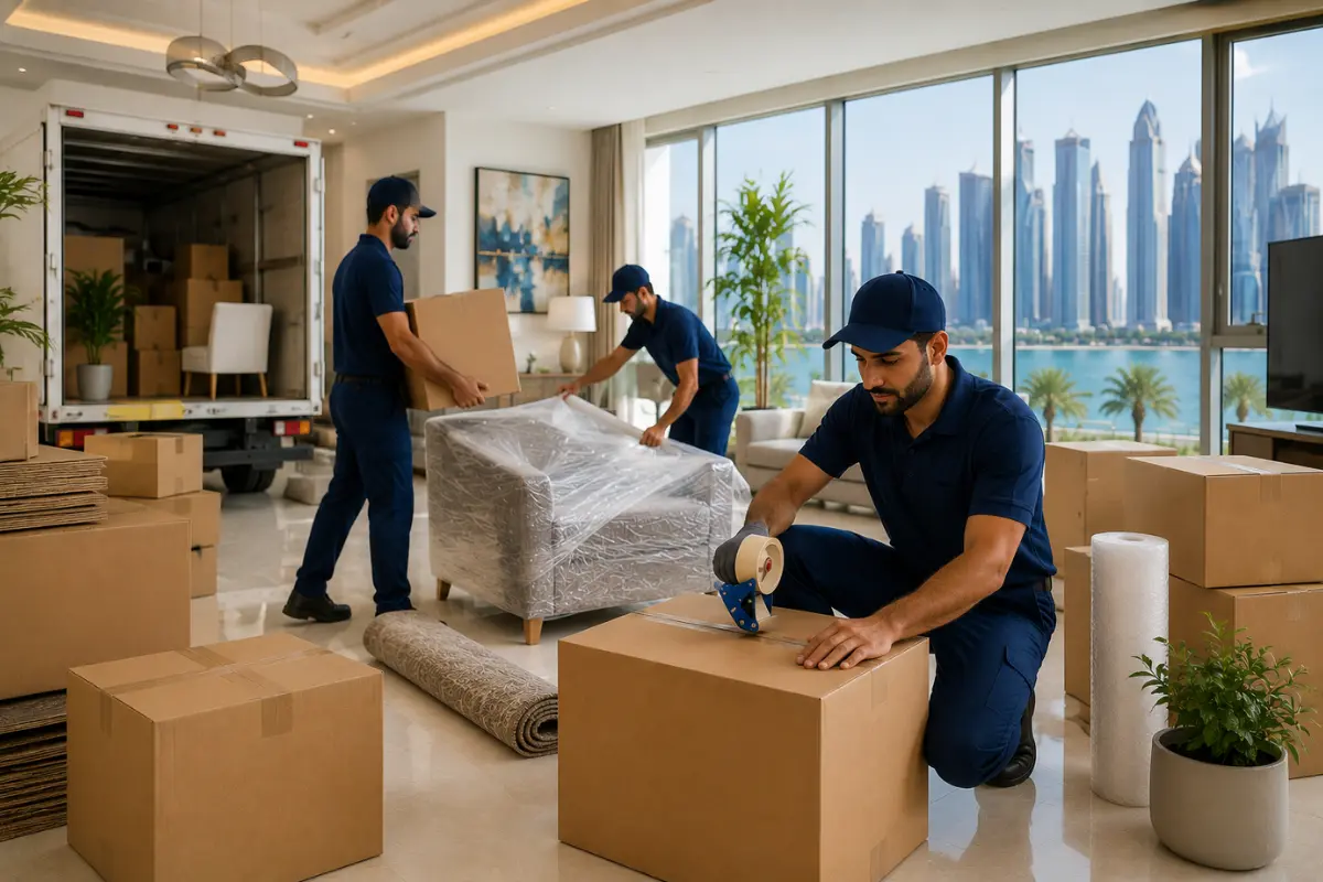 Reliable moving company team working professionally